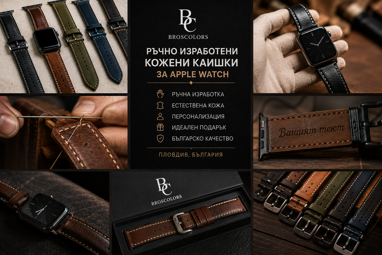 Ръчно изработени кожени каишки за Apple Watch – защо да изберете българското качество на BROSCOLORS